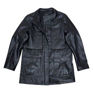 DANIER LEATHER Luxury Designer Winter Business Casual Jacket Coat Womens Medium